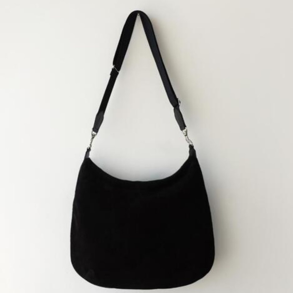 NOTHING WRITTEN Black Suede Balloon Bag/Crossbody